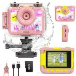 YMINA Fotocamera per bambini, impermeabile, fotocamera subacquea con scheda SD da 32 GB
