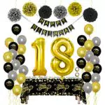 ZNZ Decorazioni per la Festa del 18 Anni Compleanno Set in Oro Nero