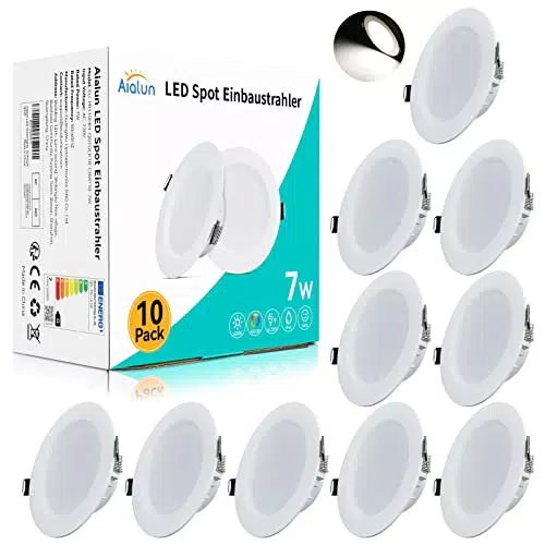 10 Faretti Led da Incasso, Led integrati 7W, 6500K 700 Lumen