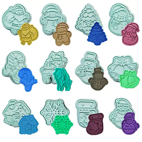 12 Pezzi Formine Biscotti Natale, Formine per Biscotti Natalizi 3D