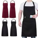 4 Pezzi Grembiule, Grembiule Impermeabile con 2 Tasche