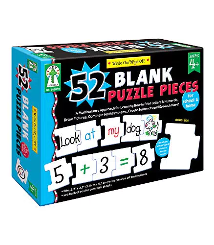 52 Blank Puzzle Pieces: Write-On/Wipe-Off