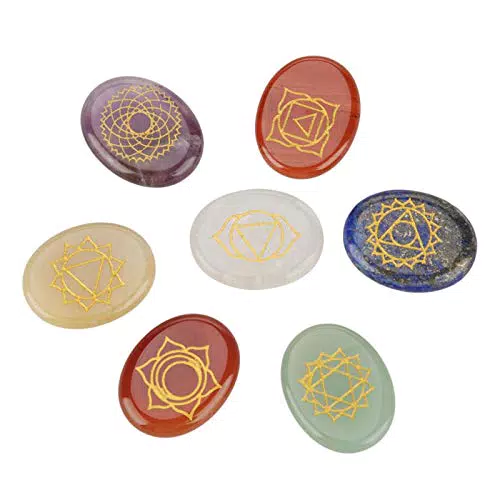 7 pz Chakra Stones Bulk Inciso Meditazione di Guarigione Spirituale Natural Palm Stones Reiki Chakra Crystal Set Chakra Stones Per Creazione di Gioielli