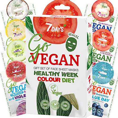 7Days Set Regalo di Maschere Viso per la Cura della Pelle Vegane - Set di Maschere Viso Biologiche Idratanti