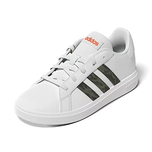 adidas Grand Court Lifestyle Lace Tennis, Sneakers, Ftwr White/Ftwr White/Screaming Orange