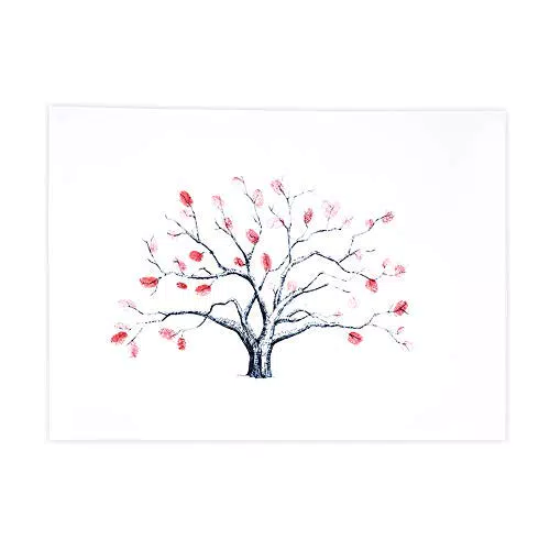 Albero delle Impronte digitali Libro degli Ospiti della Firma della Tela di DIY con l'inchiostro di 6 Colori per la Festa di Compleanno di Nozze