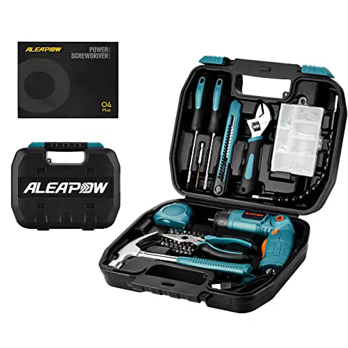 ALEAPOW Cassetta degli attrezzi con cacciavite a batteria da 3.6 V