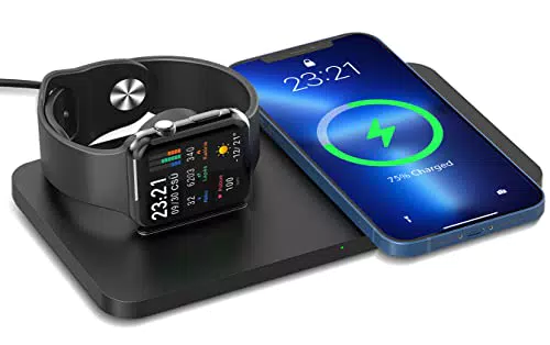ANSTA Caricabatterie, caricabatterie wireless 2 in 1 caricabatterie a induzione stazione di ricarica compatibile con Galaxy S22/S21/S20/Note 20/10