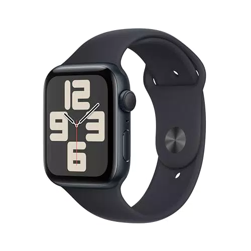 Apple Watch SE GPS 44 mm Smartwatch con cassa in alluminio color mezzanotte e Cinturino Sport mezzanotte - M/L. Fitness tracker