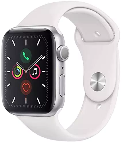 Apple Watch Series 5 44mm - Cassa In Alluminio Color Argento Con Bianco Cinturino Sport
