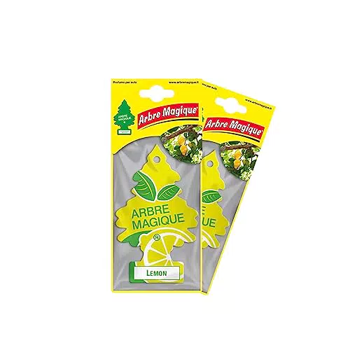 Arbre Magique Duo Pack Lemon Profumatore per Auto Fragranza Lemon - 7 Settimane di Energia e Freschezza Durata Costante - Miscela di Aromi Sorprendenti