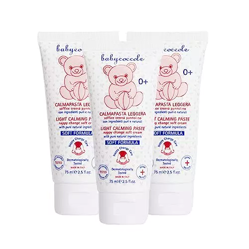 Babycoccole KIT 3 PEZZI CALMA PASTA LEGGERA Ossido di Zinco 10%. Crema per Cambio del Pannolino contro arrossamenti e irritazioni. Idrata