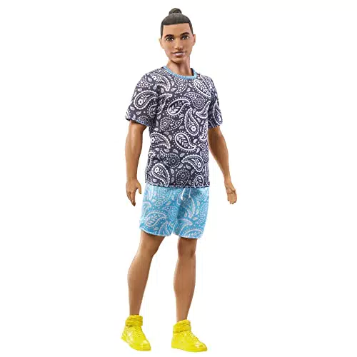 Barbie - Barbie Fashionistas, bambola Ken con capelli castani raccolti in uno chignon