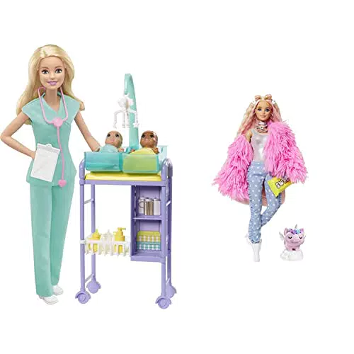 Barbie Carriere Playset Pediatra Bambola, 2 Neonati e Accessori