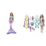 Barbie Dreamtopia Sirena Luci Scintillanti - Bambola con Coda Luminosa - 4 Giochi di Luce - Ciocche Rosa - Alta 30