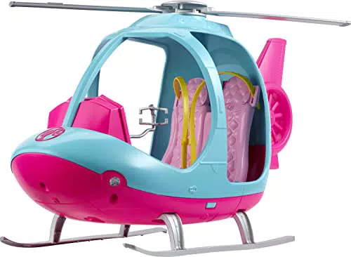 Barbie - Elicottero Barbie Viaggiatrice, elicottero di Barbie rosa e azzurro con elica che gira