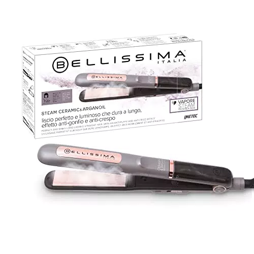 Bellissima Imetec Steam Ceramic e Argan Oil, Piastra Lisciante a Vapore