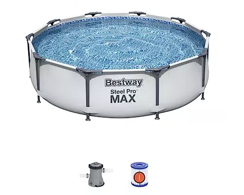 Bestway 56408-3 Set Piscina Fuori Terra Steel Pro MAX Rotonda da 305x76 cm