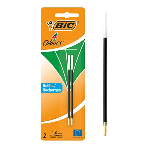 BIC 4 ricariche per penna a sfera verde, 4 colori, confezione da 2 pezzi