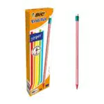 BIC Evolution 646 HB - Matita con gomma, 12 pezzi, colori assortiti
