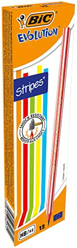 BIC Evolution Stripes Matite HB In Grafite - Fusto Rosso