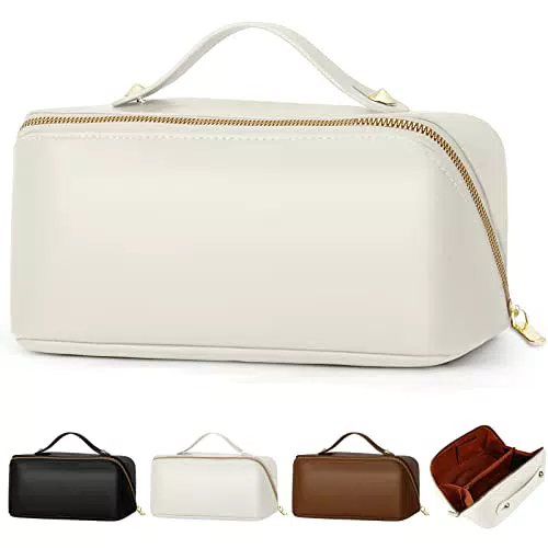 Beauty Case da Viaggio in pelle, beige
