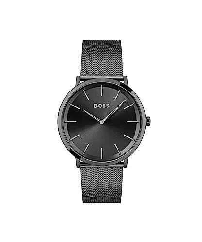 Boss Orologio Analogico al Quarzo da Uomo con Cinturino in Maglia Metallica in Acciaio Inossidabile Nero - 1513826