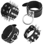 Bracciale Punk in Pelle con Borchie, Comius Sharp Bracciale con Borchie da 4 Pezzi per Bracciale con Rivetti Punk