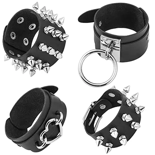 Bracciale Punk in Pelle con Borchie, Comius Sharp Bracciale con Borchie da 4 Pezzi per Bracciale con Rivetti Punk