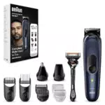 Braun Regolabarba Tagliacapelli Uomo, Rasoio Elettrico Barba e Capelli, MGK7410 Blue