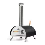 BURNHARD forno per pizza da esterno NERO, 500 °C, forno a legna portatile incl. pala per pizza e pietra per pizza in cordierite