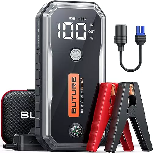 BuTure 5000A Booster Avviamento Auto 12V Avviatore Emergenza per Auto Starter Batteria Auto Portatile con Cavi Batteria Auto Prolungsti