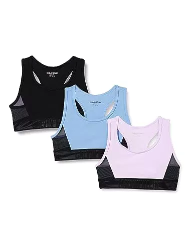 Calvin Klein 3Pk Bralette 661, Bambine e ragazze, Fwisteria/Wblue/Pblack