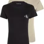 Calvin Klein Jeans T-shirt Donna Maniche Corte Confezione da 2 Monologo Slim Scollo Rotondo
