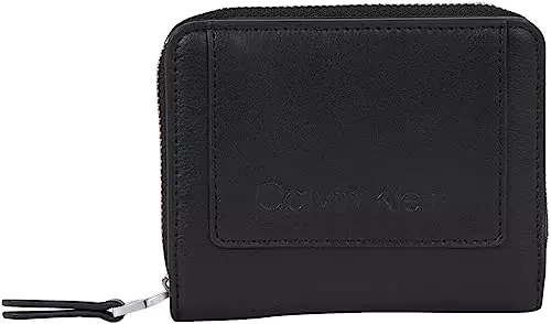 Calvin Klein Portafoglio Donna Zip Around Piccolo, Nero