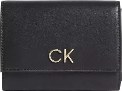 Calvin Klein Re-Lock Trifold MD, Portafogli Donna, CK Nero