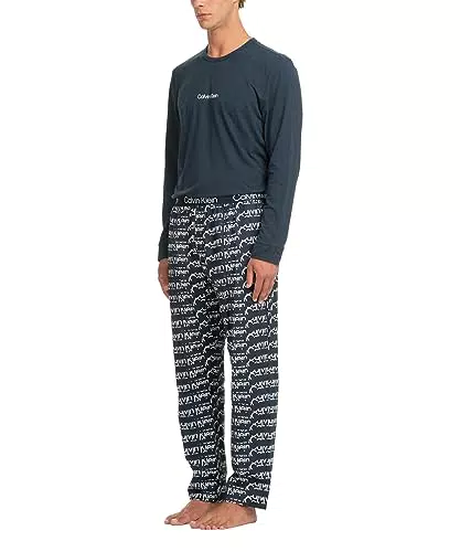 Calvin Klein Set Pigiama Uomo L/S Lungo, Multicolore