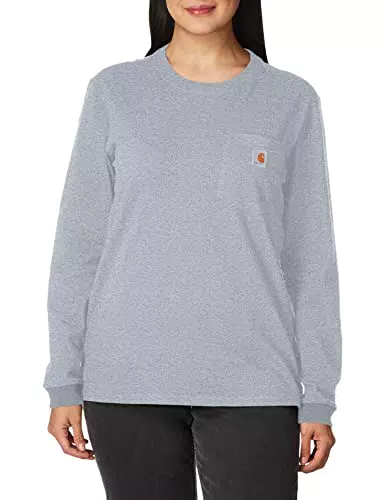 Carhartt T-Shirt Pesante con Taschino, Vestibilità Ampia, grigio, XL