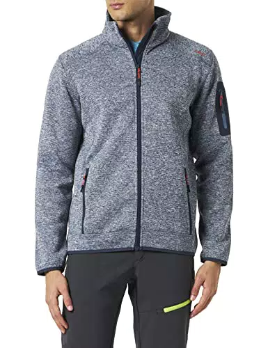 CMP - Giacca in Pile Knit-Tech da Uomo, Blue Ink-Storm-Arancio