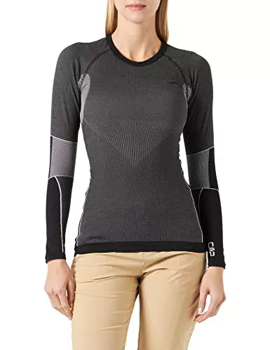 CMP - Maglia intima senza cuciture da donna, Nero, 40/42