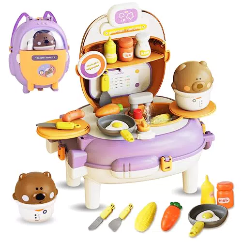 colmanda Zaino Portatile Giocattolo da Cucina, Puzzle Cucina Giocattoli Set