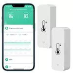 Comboss - Sensore termometro con igrometro e WiFi, sensore di temperatura e umidità per interni ed esterni con notifica tramite app Tuya (confezione da 2 pezzo)