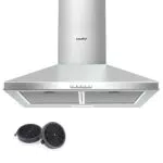 COMFEE' Cappa Aspirante 60 cm PYRA17SS-60 Acciaio Inossidabile Cappa Cucina con LED