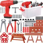Comius Sharp Cassetta Attrezzi Bambini, 42 Pezzi Costruzioni Cassetta degli Attrezzi con Trapano Gioco D'imitazione Gioco Educativo Compleanno Natale Regalo per Bambini 3 4 5 6 7 8 Anni