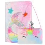 Comius Sharp Portamonete a Tracolla in Peluche Unicorno per Bambine con Taccuino di Peluche Bloccabile