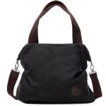 DIRRONA Donna Borse a Spalla in Tela Borse Mano Casuale Borsa a Tracolla Tela Borsa Multifunzione Per Viaggio Scuola Shopping Borsa da Spiaggia Nero