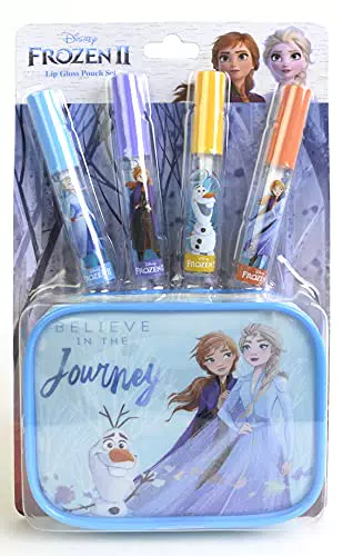 Disney Frozen Lip Gloss & Pouch Set - Set Trucchi per Bambine - Confezione Regalo con Beauty Case Frozen - Kit Lucidalabbra Bambina in 4 Colori - Giochi Frozen e Regali per Bambini