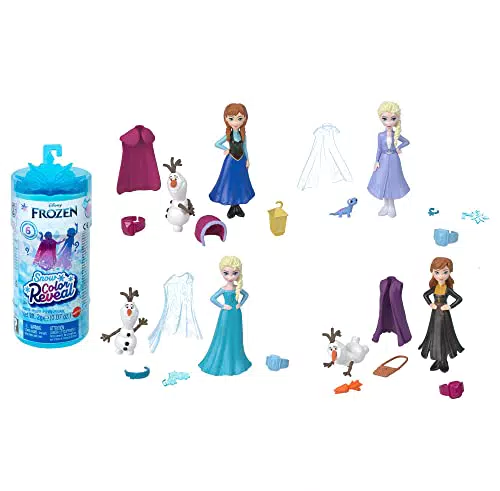 Disney Frozen - Snow Color Reveal, Bambola con 6 sorprese tra cui un personaggio