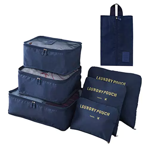 Divisori Valigia, 7 pezzi Organizer per Valigia Contenitori per Valigia Impermeabile Leggero Bagagli Borse di Stoccaggio Imballaggio Cubo di Viaggio Cubi di Imballaggio