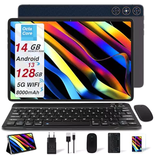 DMOAO Tablet 10 Pollici con 14GB RAM+128GB ROM, grigio